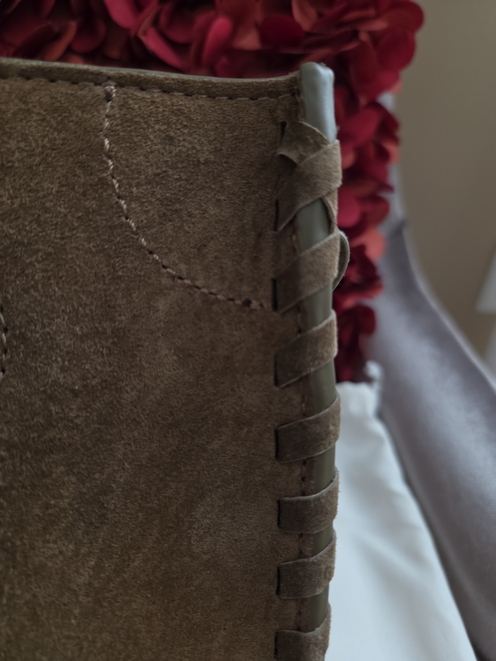 ZARA braided leather city bag Olive Green suede  (new without tags) - Picture 10 of 11